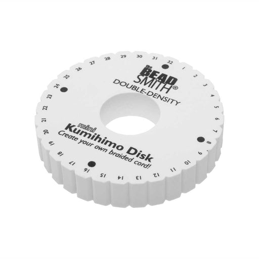 The Beadsmith Double Density Kumihimo Disk, For Japanese Braiding and Cording 4.25 Inches, White