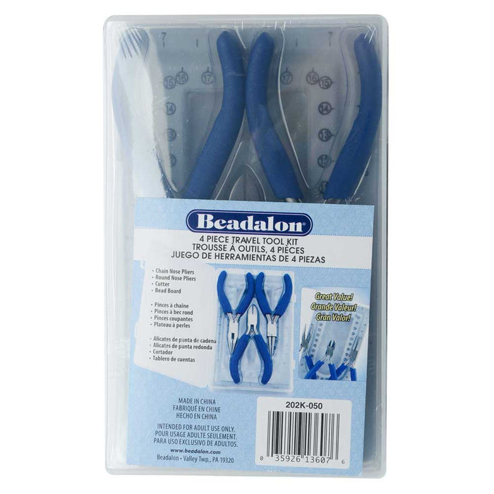 Beadalon Travel Tool Kit, Includes Chain & Round Nose Pliers / Cutter / Mini Bead Board with Case