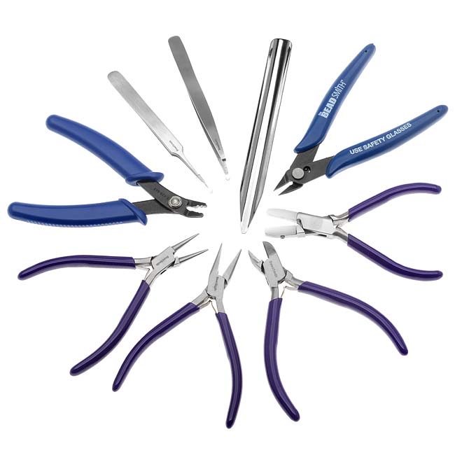Orchid Pliers & Tool Set Beadsmith 8 Piece Beading Tools W/ Case Needle  Nose, Flat Nose, Round Nose, Side Cutter, Nylon Jaws, Tweezers 