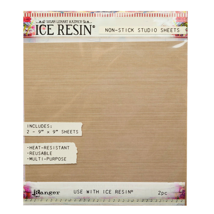 ICE Resin Non-Stick Studio Sheets, Heat Resistant & Reusable 9x9", 2 Sheets