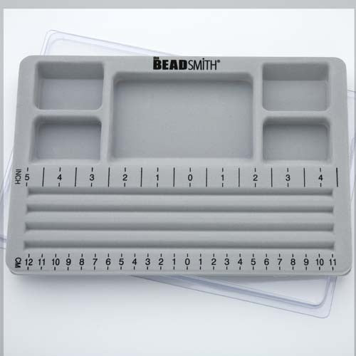 The Beadsmith Mini Travel Bead Design Beading Board Gray Flock W/ Lid 7.75 x 11.25 Inches