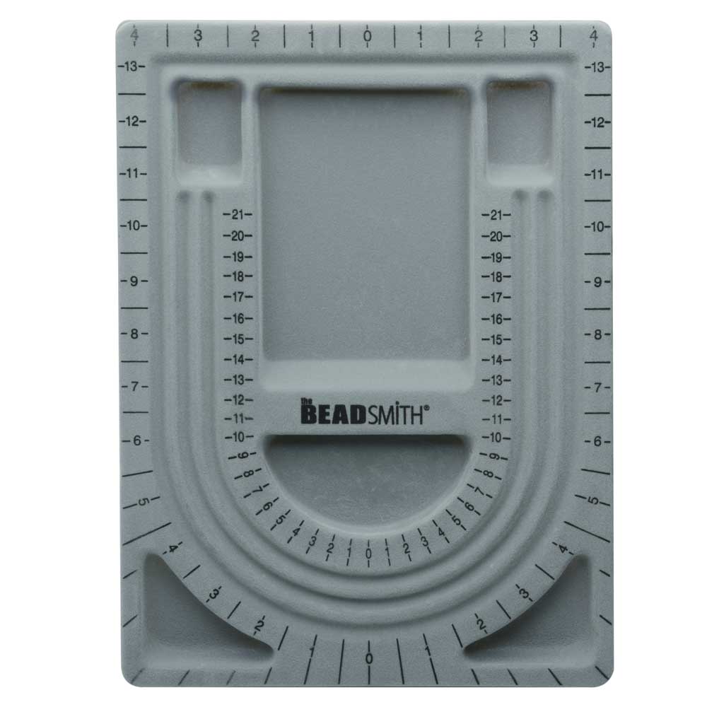 The Beadsmith Bead Board, Grey Flocked, 3 U-Shaped Channels, 6 Recessed  Compartments, 9.5 x 13 inches, Design Boards for Creating Bracelets,  Necklaces