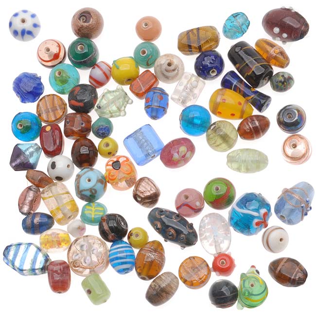 1/2 Pound Lampwork Glass Beads Mix Assorted Styles & Sizes (8 oz)