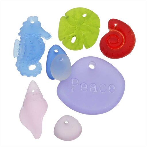 Cultured Sea Glass, Pendants & Focals Mix 12-36mm, 2 Ounces, Assorted Colors