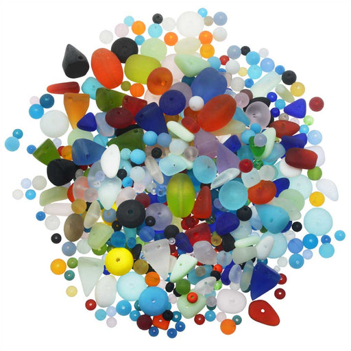 Cultured Sea Glass, Bead Mix 4-19mm, 6 Ounces, Assorted Colors