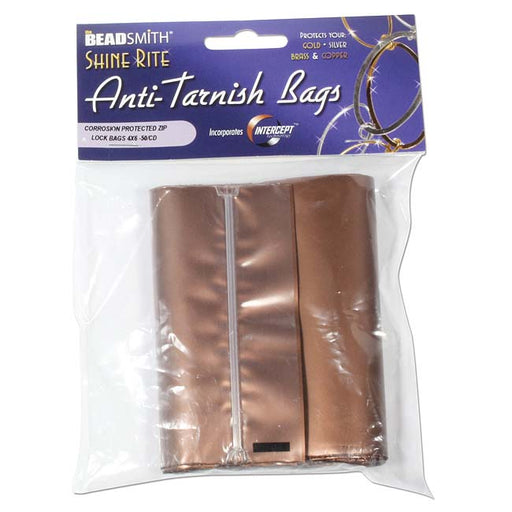 The Beadsmith Shine Rite Anti-Tarnish Self Sealing Plastic Bags 4 x 4 Inches (10 Bags)