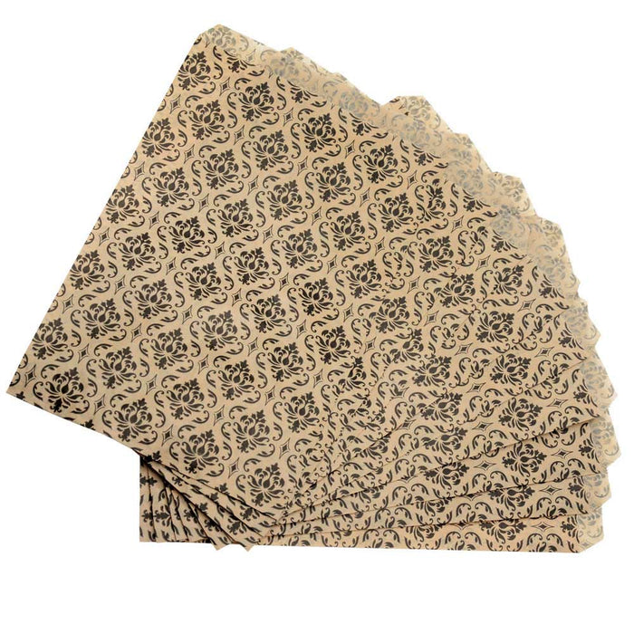 Paper Gift Bags for Jewelry & Crafts 9 x 6 Inches, Brown w/ Black Victorian Damask Pattern (100 Pc)