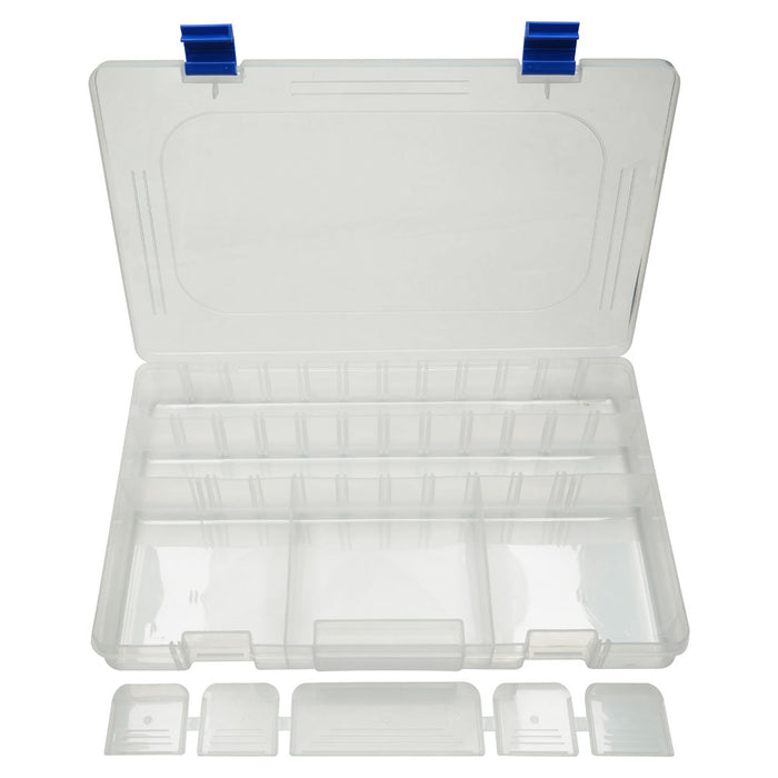 The Beadsmith Personality Case - Clear Storage Organizer Box, 6.25 x 4.75 x 2.1 Inches - Includes 12 Small Containers with Lids - 1.5 x 2 Inches, Bead