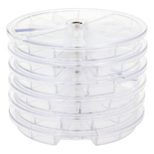 Keeper Spinner Stackable Storage Container with 12 Compartments, 3.8" Round Diameter, 6 Storage Containers