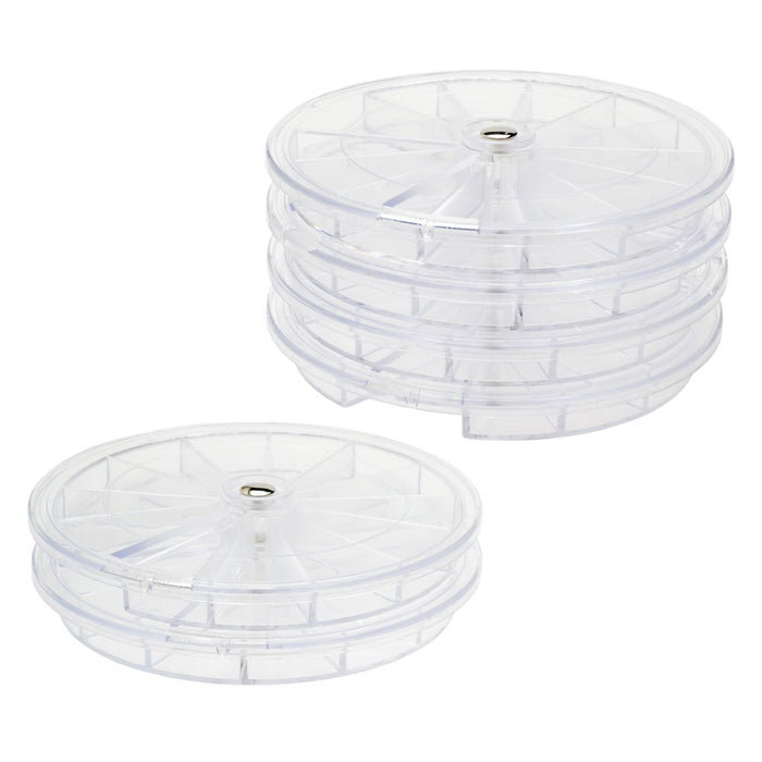 The Beadsmith Keeper Spinner Stackable Storage Container with 12 Compartments, 3.8 Round Diameter, 6 Storage Containers