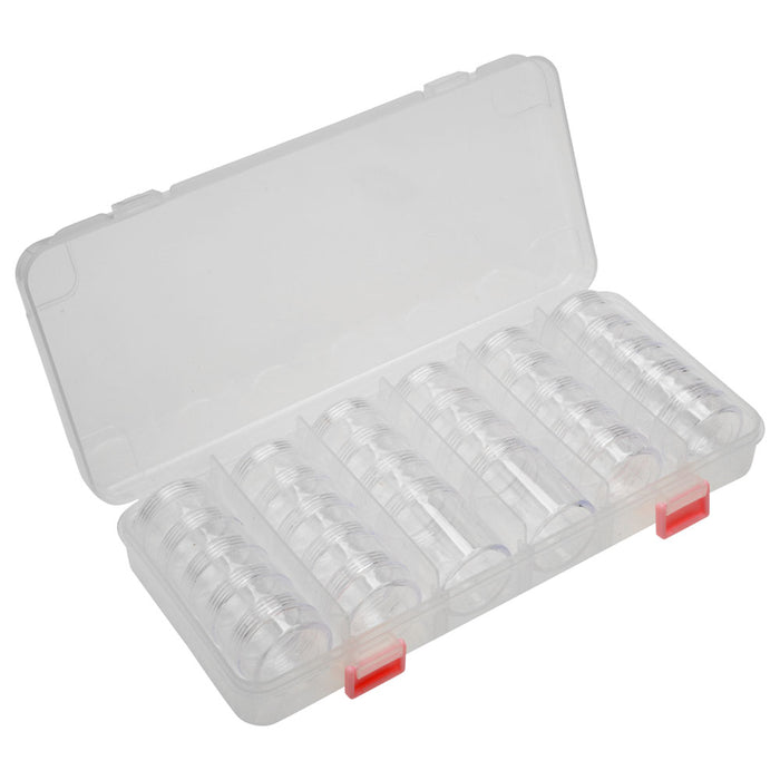 The Beadsmith Personality Case, Clear Plastic Bead Storage Case with 28 Removable and Stackable Jars, Includes 6 Screw Top Lids, Organizer Storage