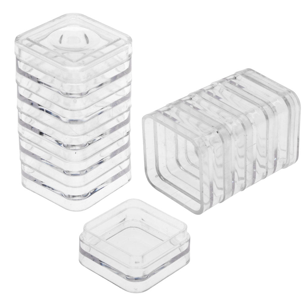 Keeper Squares Storage Container, Square Jars with Lids 1.25x2.3", 10 Containers