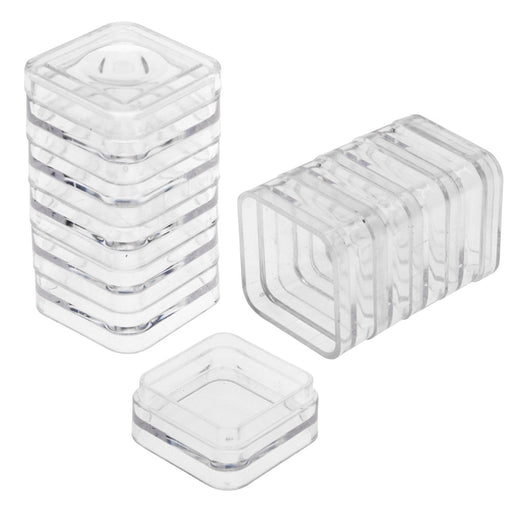 Keeper Squares Storage Container, Square Jars with Lids 1.25x2.3", 10 Containers