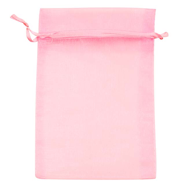 Light Pink Organza Drawstring Gift Bags 4 x 6 Inch (12 Bags)