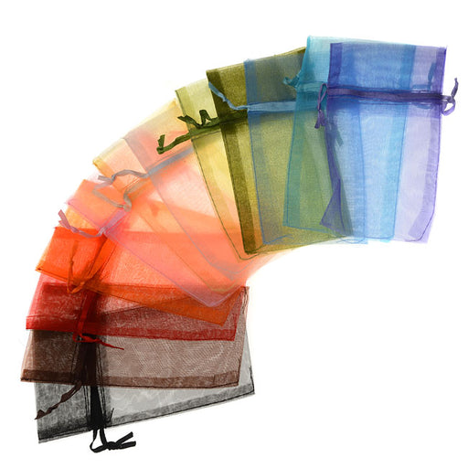 Organza Drawstring Gift Bags, Mixed Colors 3x4 Inches (12 Pieces)