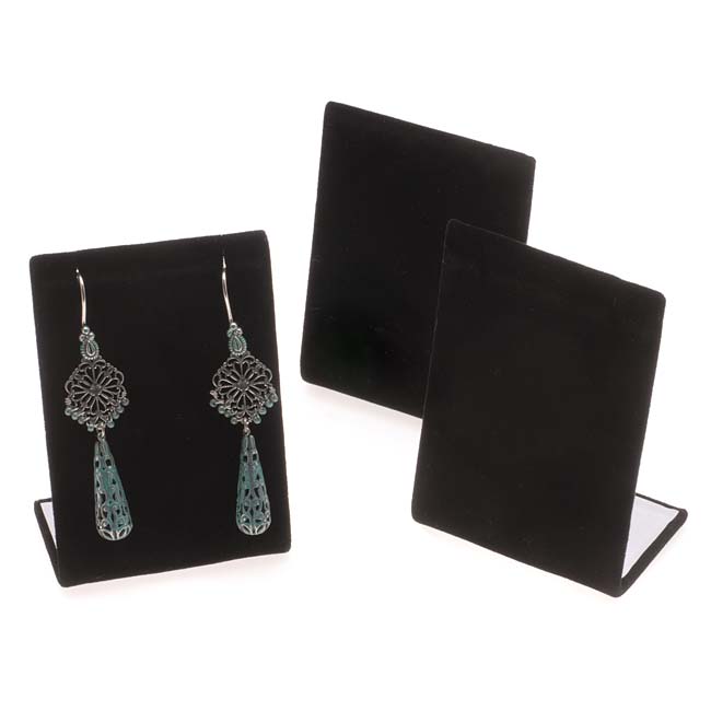 Black Velvet Leaning Earring Stands / Jewelry Displays 3.5 Inches Tall (3 pcs)