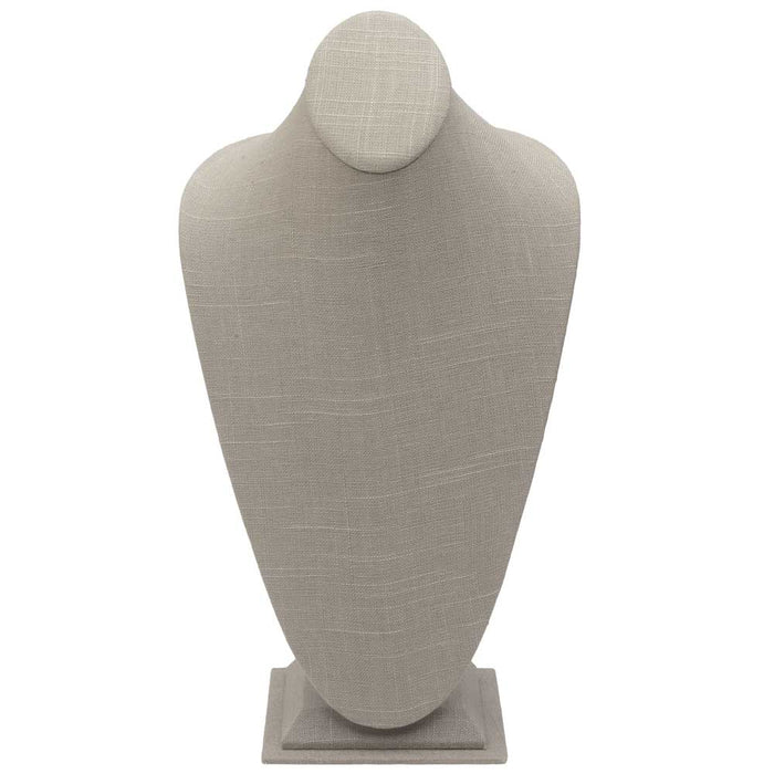 Necklace Display Bust, Tall Size 8 x 5-1/8 x 15-1/4 Inches, Gray Linen (1 Piece)